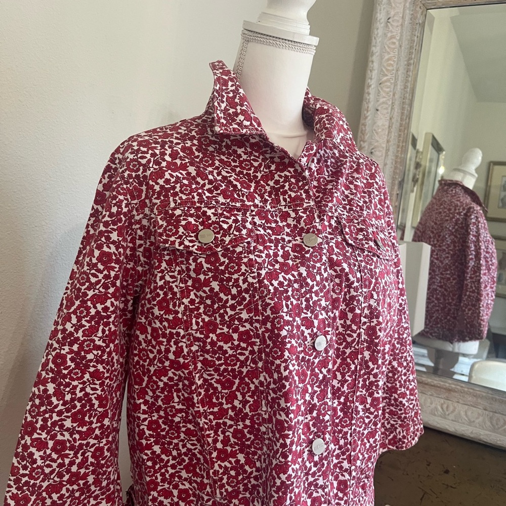 Evan Picone Red/ White Jean Jacket sz L